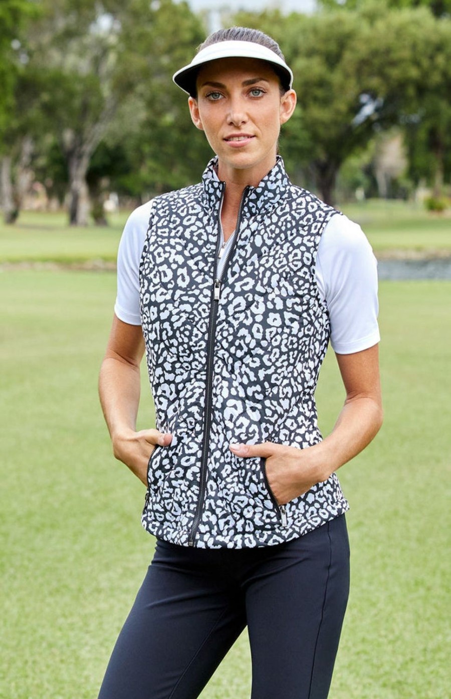 Golf Tail Activewear | Harlow Vest - Onyx Leopard