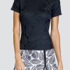 Tennis Tail Activewear Short Sleeve | Pema Top - Fading Leaves Onyx