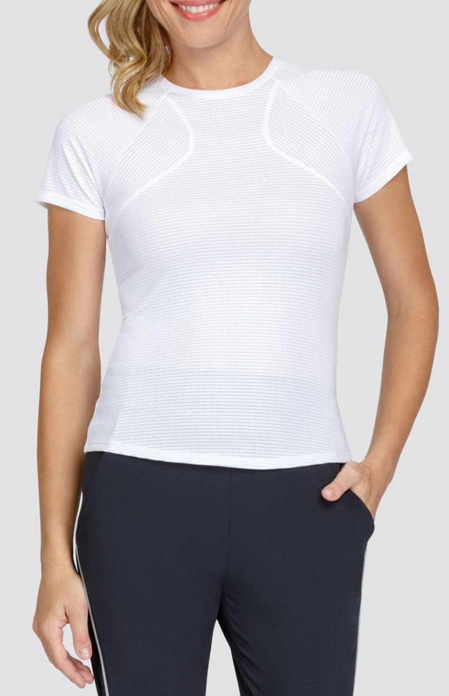 Tennis Tail Activewear Short Sleeve | Opal Top - Chalk White - Final Sale