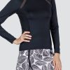 Tennis Tail Activewear Long Sleeve | Alda Top - Onyx Black