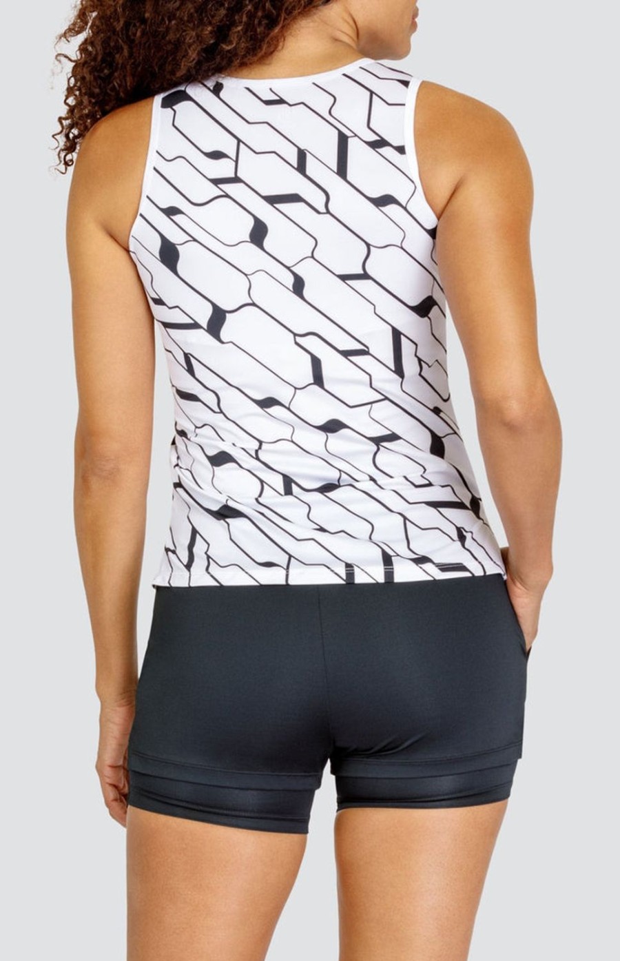 Tennis Tail Activewear Tanks | Quintana Tank - Cascade Geo Chalk