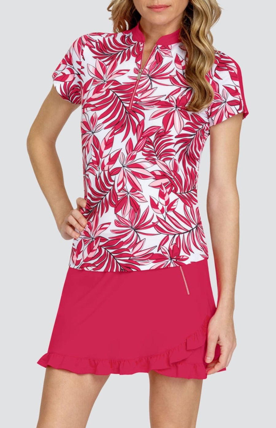 Golf Tail Activewear Short Sleeve | Jaynary Top - Summer Leaves