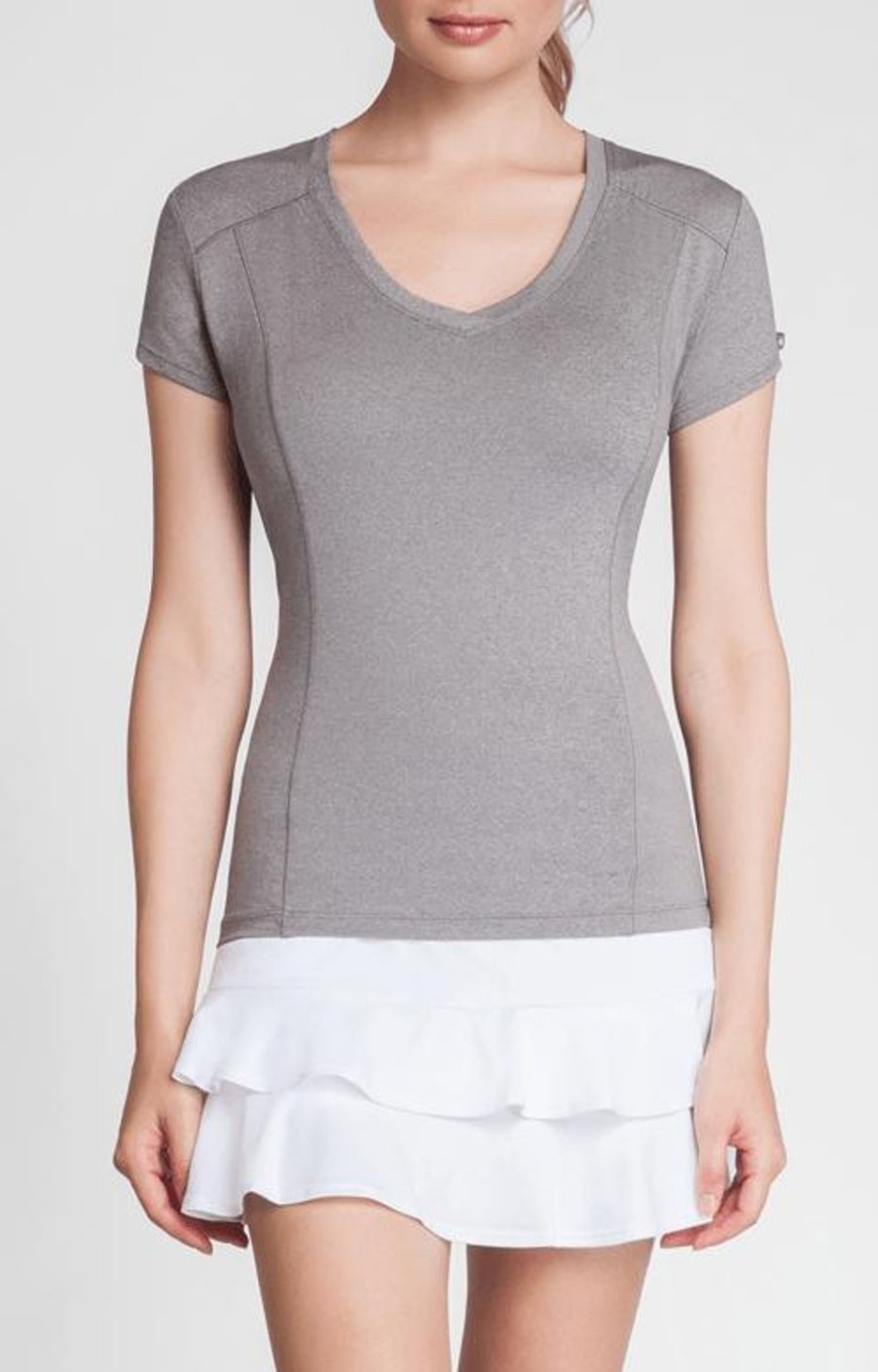 Tennis Tail Activewear Short Sleeve | Lacasi Top - Frosted Heather - Final Sale