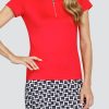 Golf Tail Activewear Short Sleeve | Nivah Top - Red Velvet