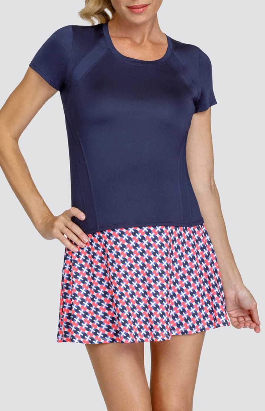 Tennis Tail Activewear Short Sleeve | Delphi Top - Navy Blue