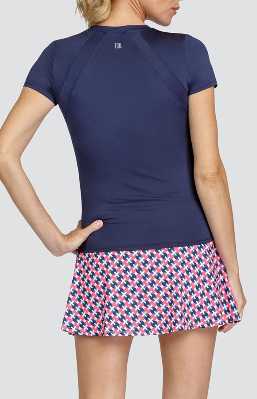 Tennis Tail Activewear Short Sleeve | Delphi Top - Navy Blue