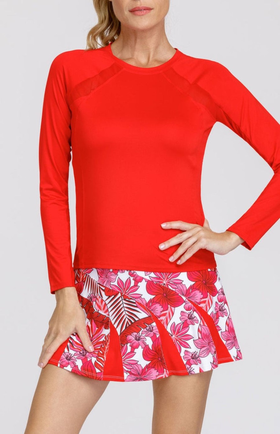 Tennis Tail Activewear Long Sleeve | Richelle Top - Racing Red