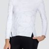 Tennis Tail Activewear Long Sleeve | Cosima Top - Fading Leaves Chalk