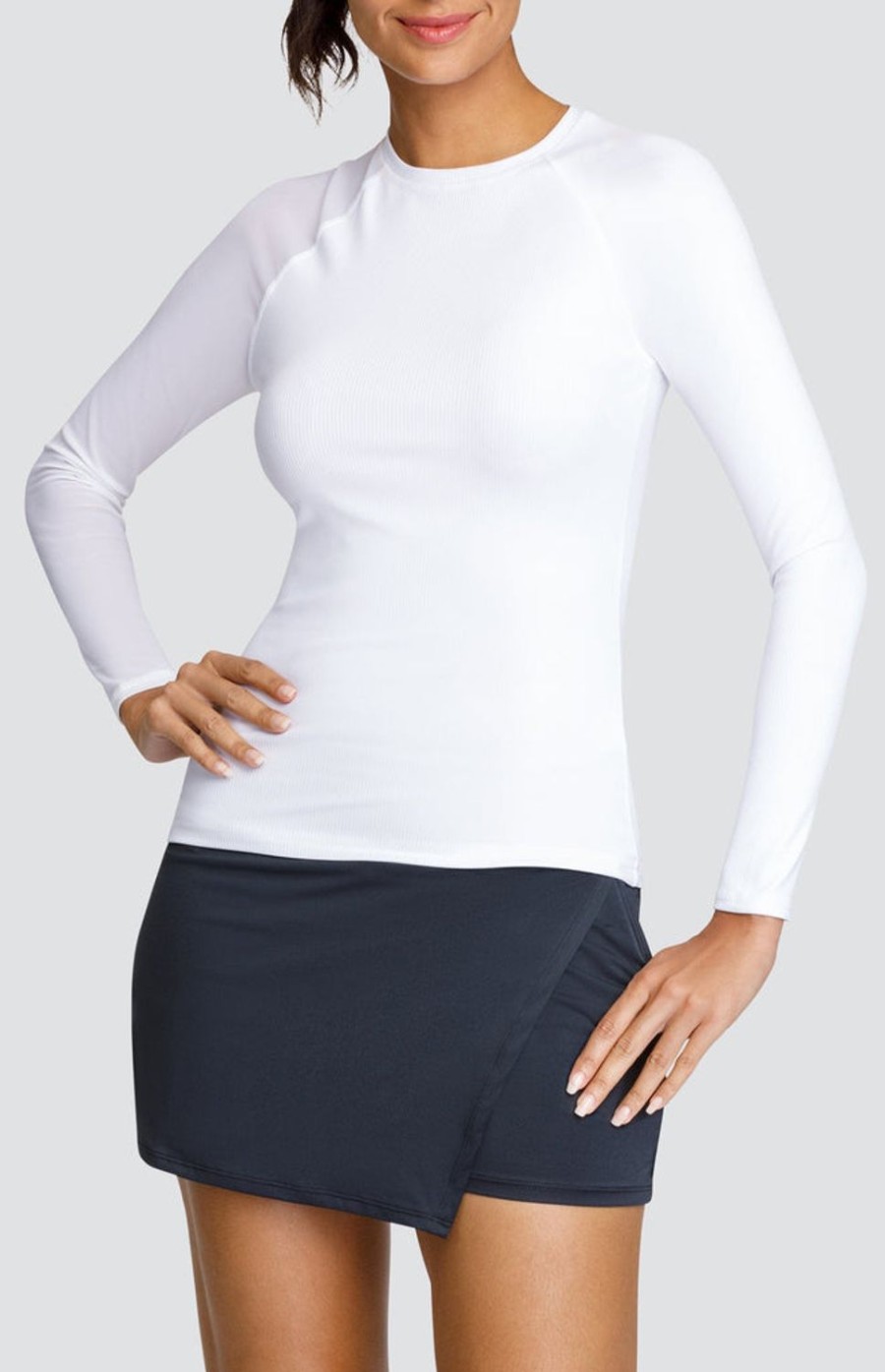 Tennis Tail Activewear Long Sleeve | Etta Top - Chalk White