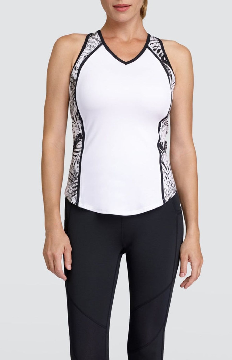 Tennis Tail Activewear Tanks | Elenora Tank - White/Tropical - Final Sale