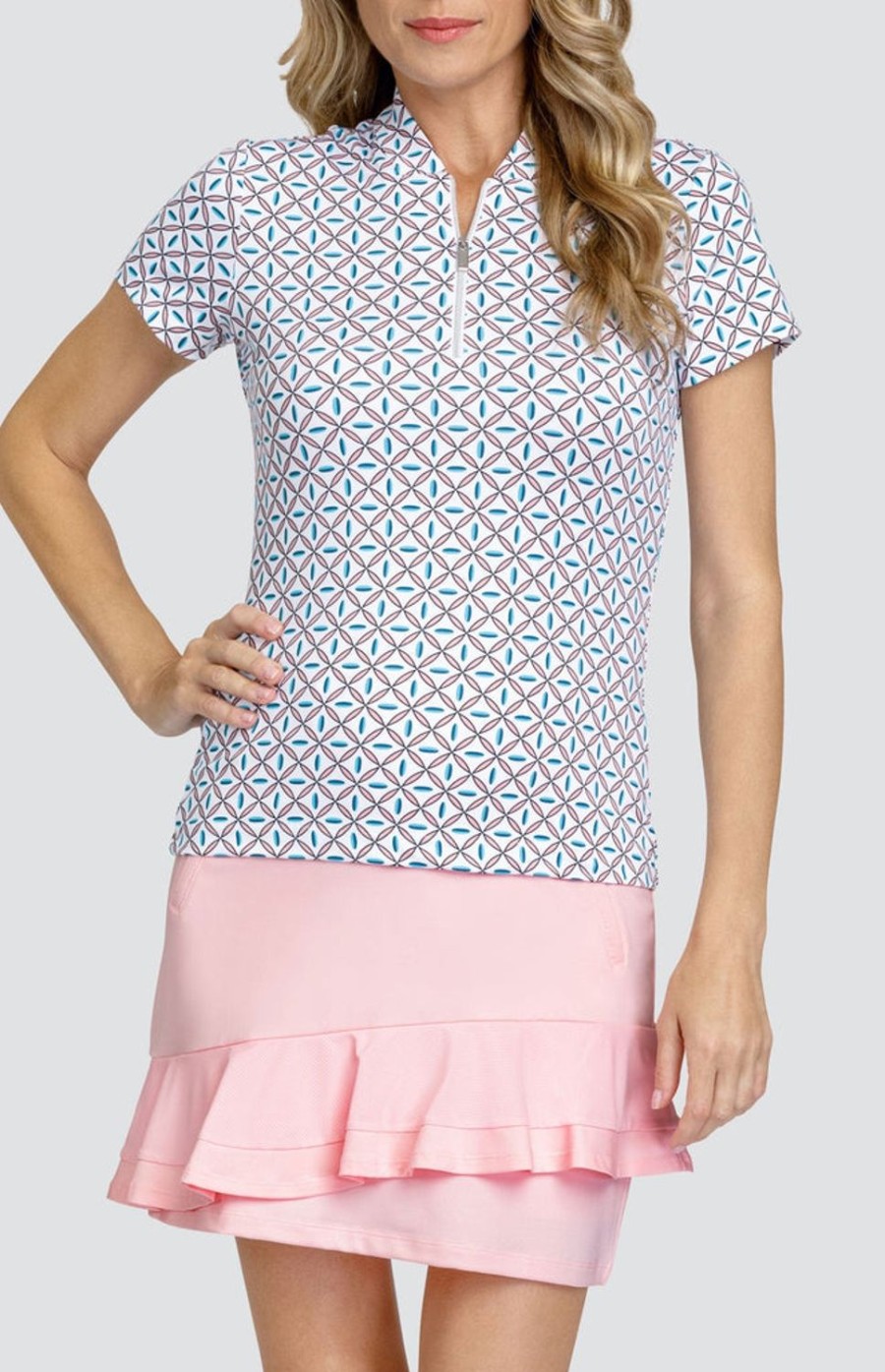 Golf Tail Activewear Short Sleeve | Rosalia Top - Trellis Geo