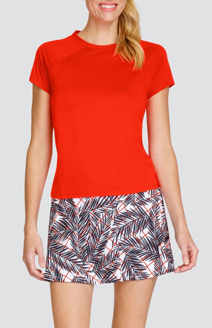 Tennis Tail Activewear Short Sleeve | Toledo Top - Paprika Red