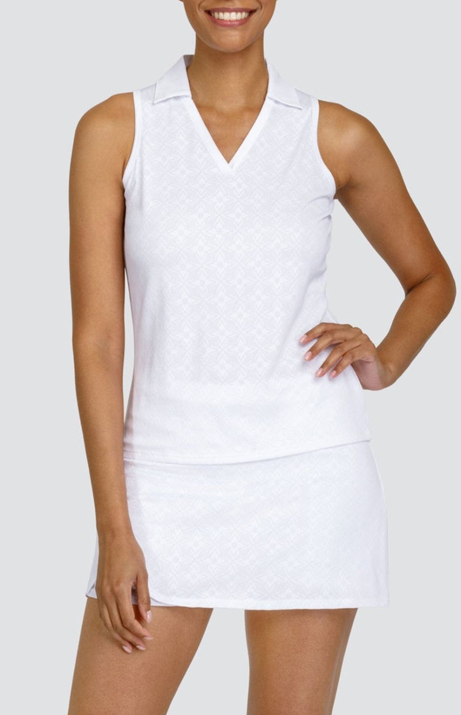 Tennis Tail Activewear Tanks | Sakura Tank - Windmill Jacquard