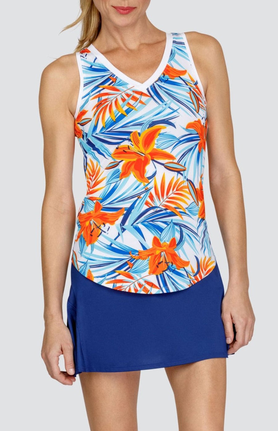 Tennis Tail Activewear Tanks | Madison Tank - Mango Lilies - Final Sale