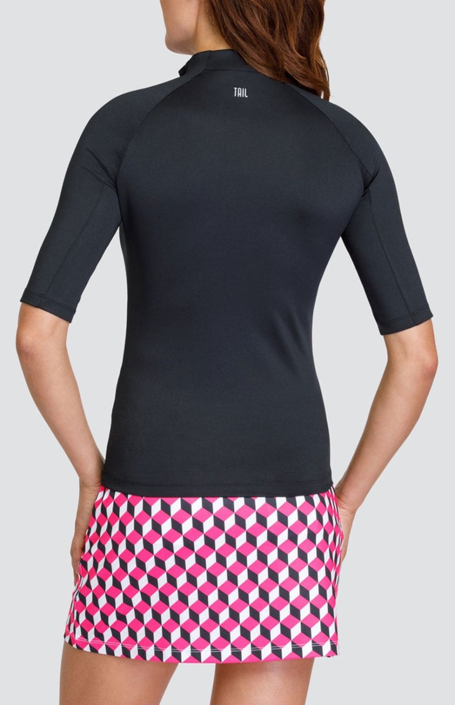 Golf Tail Activewear Mid Sleeve | Khaira Top - Onyx Black