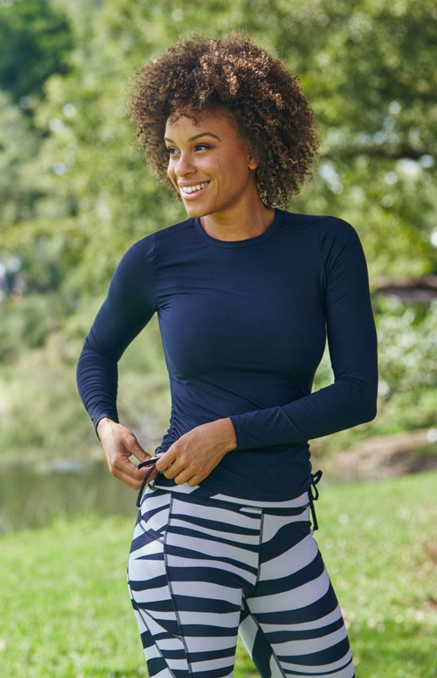 Tennis Tail Activewear Long Sleeve | Chandra Top - Onyx Black