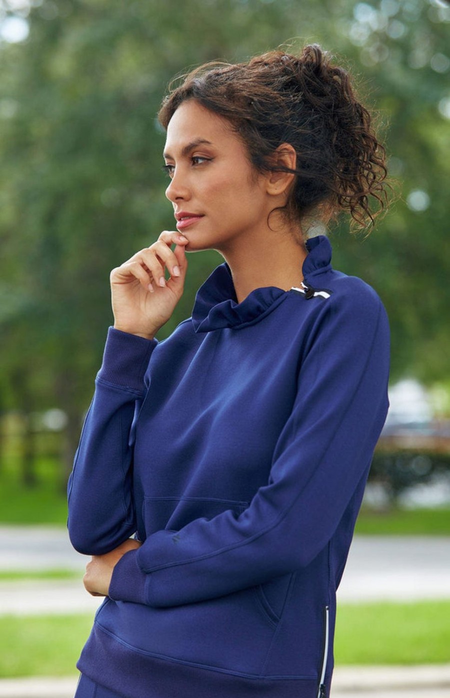 Golf Tail Activewear Long Sleeve | Condoleezza Navy Blue Pullover