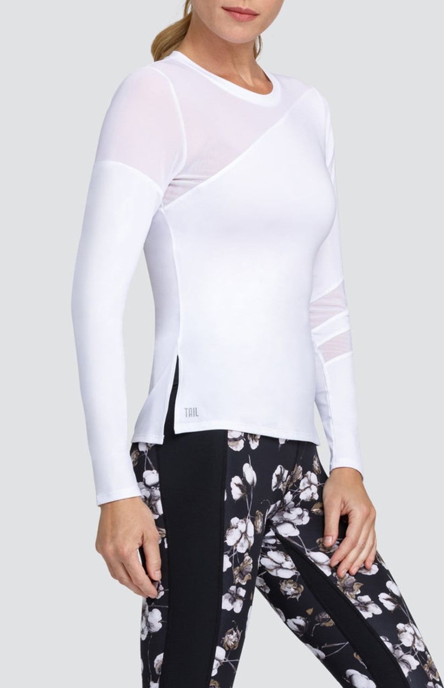 Tennis Tail Activewear Long Sleeve | Augusta Top - Chalk White