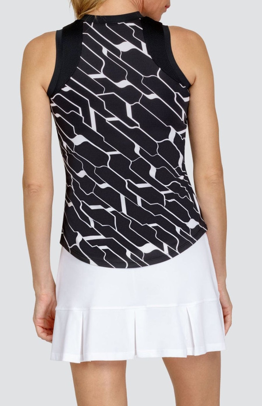 Tennis Tail Activewear Tanks | Paz Tank - Cascade Geo Onyx