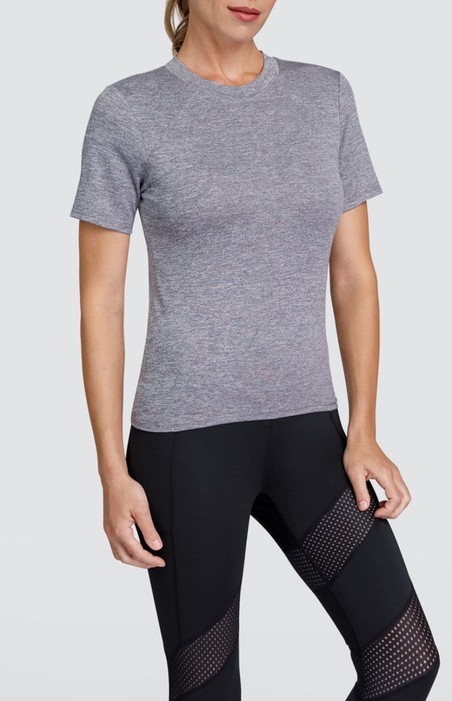 Tennis Tail Activewear Short Sleeve | Ally Top - Frosted Heather - Final Sale