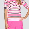 Golf Tail Activewear Mid Sleeve | Colette Top - Sherbert Stripe - Final Sale