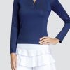 Tennis Tail Activewear Long Sleeve | Imelda Top - Navy Blue