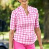 Golf Tail Activewear Mid Sleeve | Winston Top - Textured Houndstooth