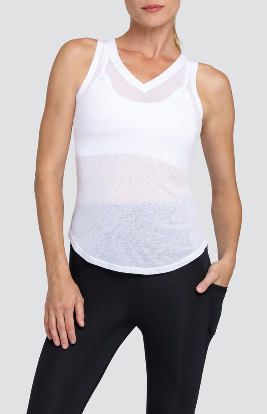 Tennis Tail Activewear Tanks | Madison Tank - Chalk White - Final Sale