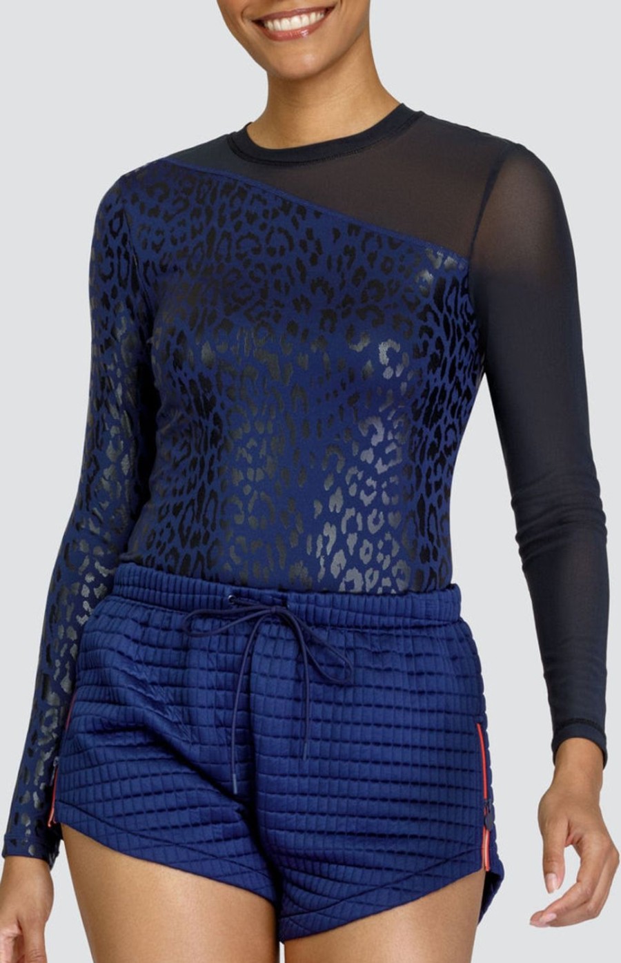 Tennis Tail Activewear Long Sleeve | Carly Top - Leopard Foil