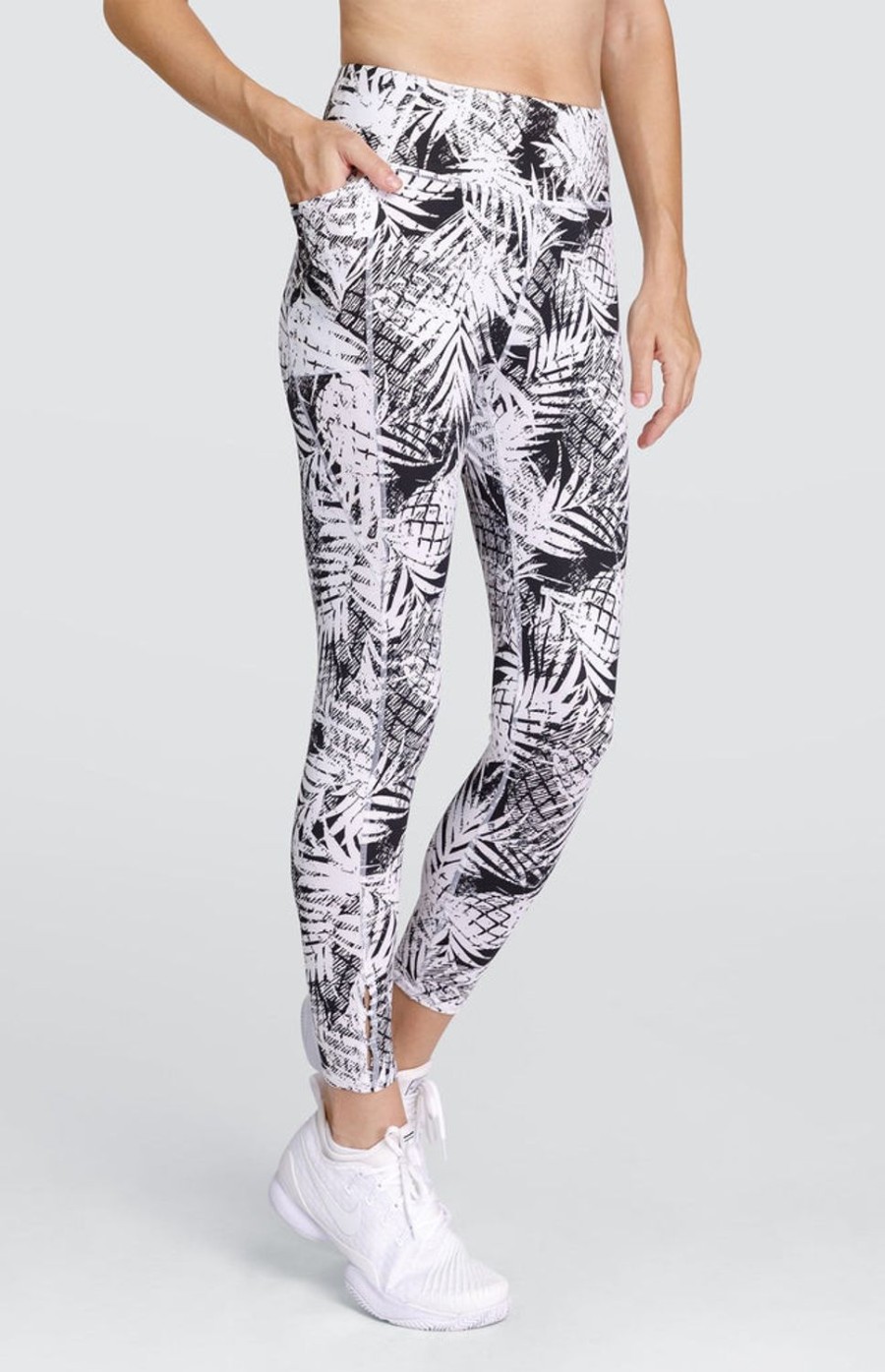 Tennis Tail Activewear Pants And Leggings | Ivory 24" Leggings - Tropical Print Dark - Final Sale