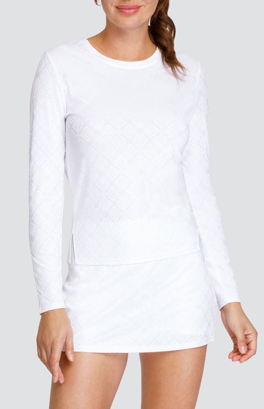 Tennis Tail Activewear Long Sleeve | Cosima Top - Crystal Jacquard