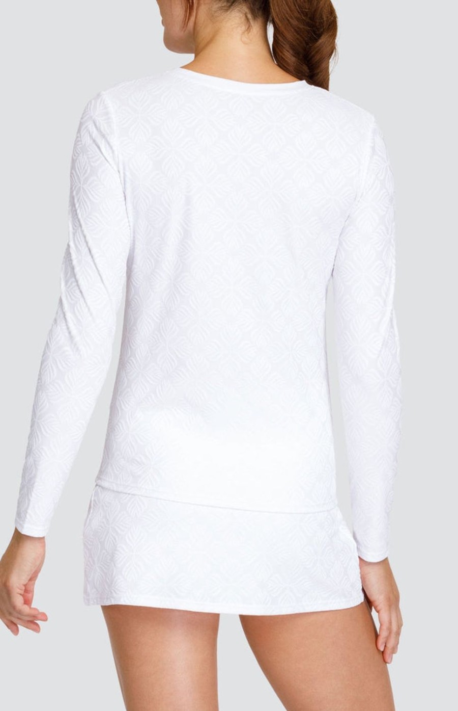 Tennis Tail Activewear Long Sleeve | Cosima Top - Crystal Jacquard