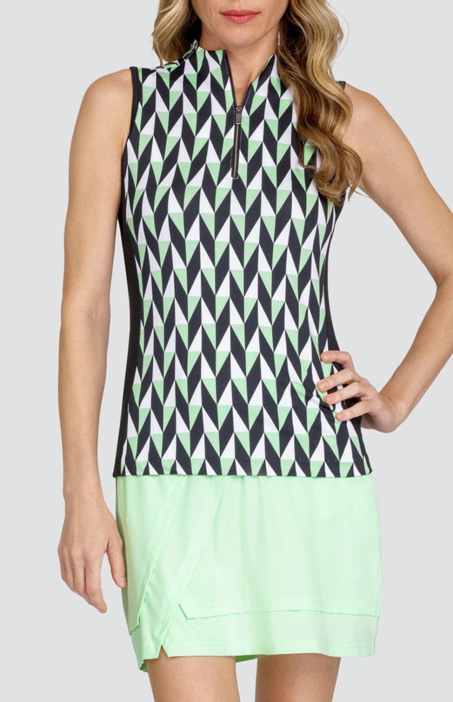 Golf Tail Activewear Sleeveless | Zura Top - Chevron Geo