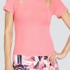 Tennis Tail Activewear Short Sleeve | Amora Top - Strawberry Pink