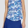 Tennis Tail Activewear Tanks | Jaelynn Tank - Coconut Palms-Blue - Final Sale