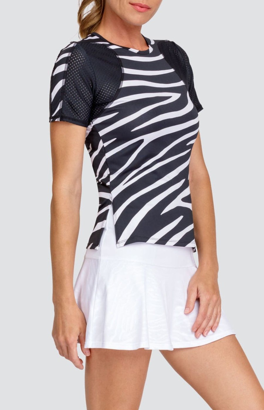 Tennis Tail Activewear Short Sleeve | Katy Top - Wild Zebra