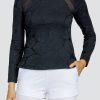 Tennis Tail Activewear Long Sleeve | Floria Top - Fading Leaves Onyx