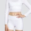 Tennis Tail Activewear Long Sleeve | Saya Crop Top - Chalk White