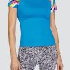 Tennis Tail Activewear Short Sleeve | Pema Top - Cerulean - Final Sale