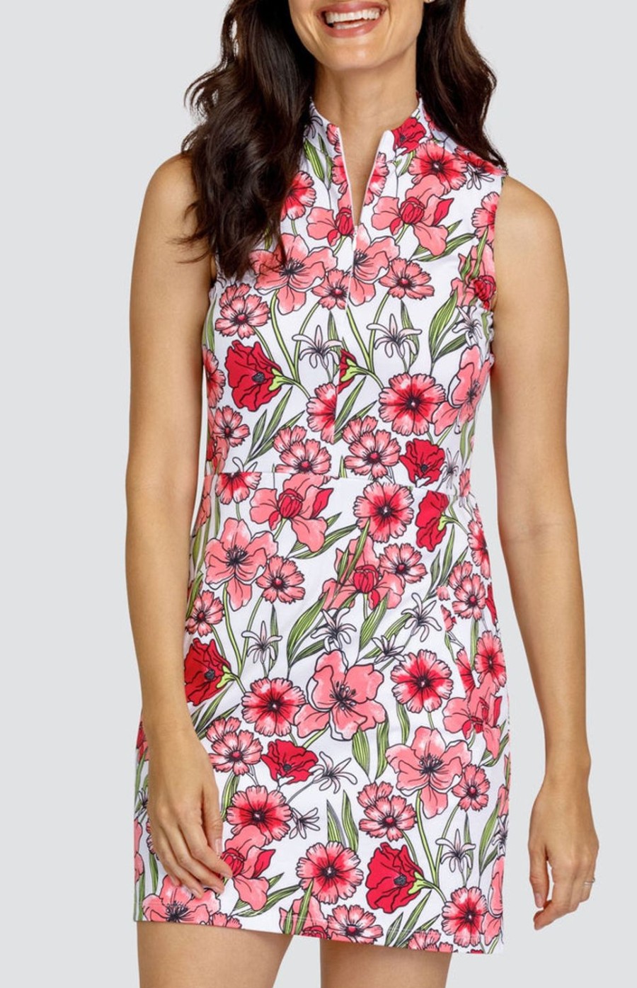 Golf Tail Activewear Sleeveless | Andreina 35" Dress - Strawberry Blossoms